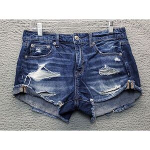 American Eagle Outfitters Tom Girl Shorts Women's 4 Blue Denim Distressed Outoff